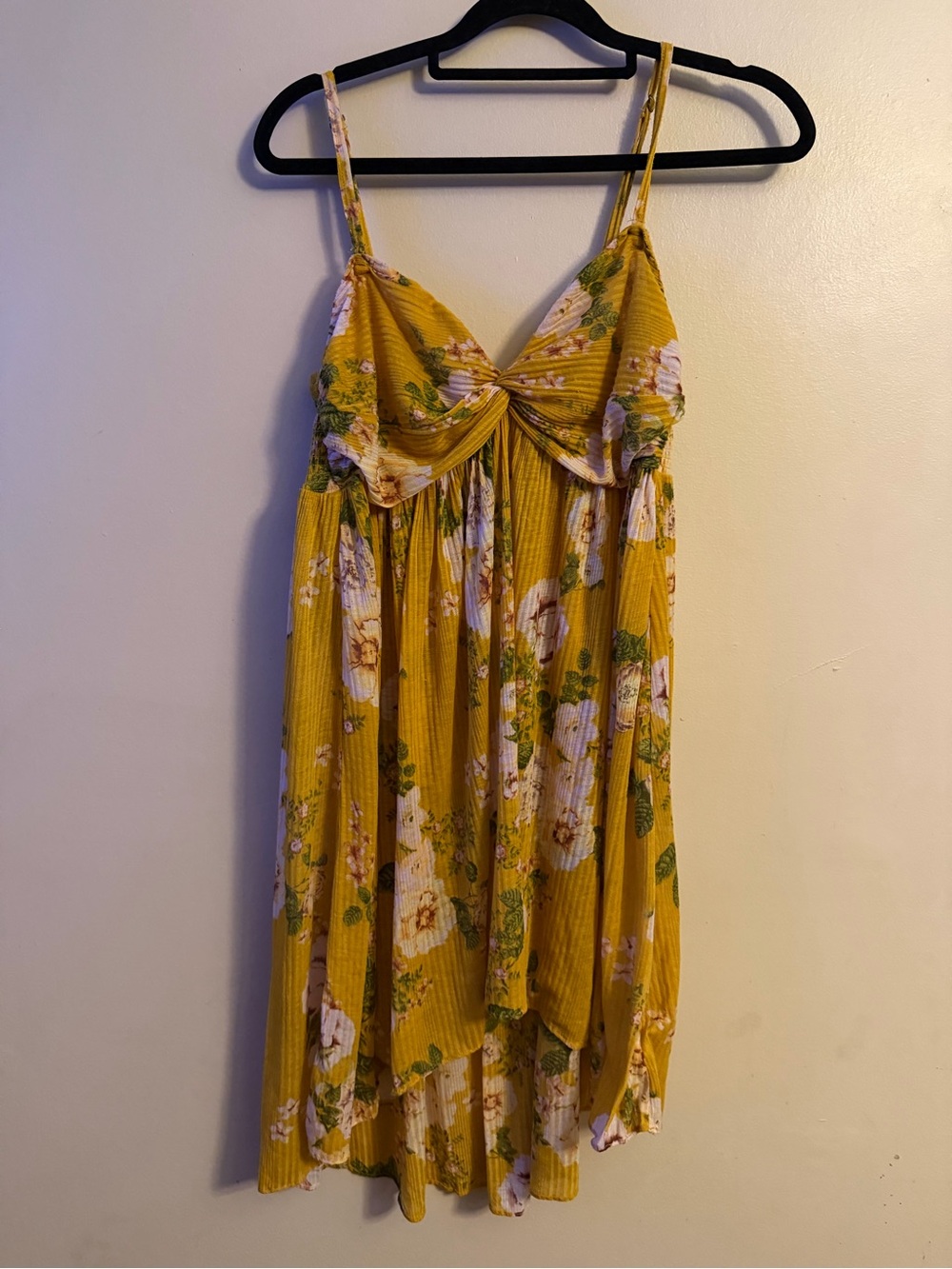 Free People Mustard Yellow Floral Twist convertible tunic